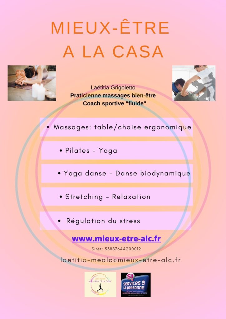 Massage pilates yoga coach sportive coaching danse biodynamique danse orientale bien-être rennes
